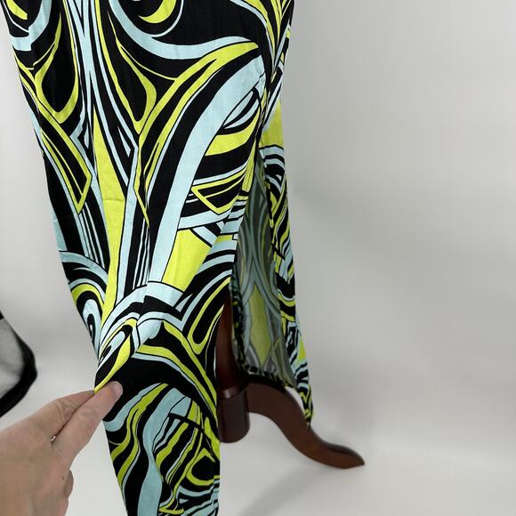 Topshop Abstract Green Blue Swirl Halter Side Cutout Dress Womens US Size 4 - Picture 7 of 12